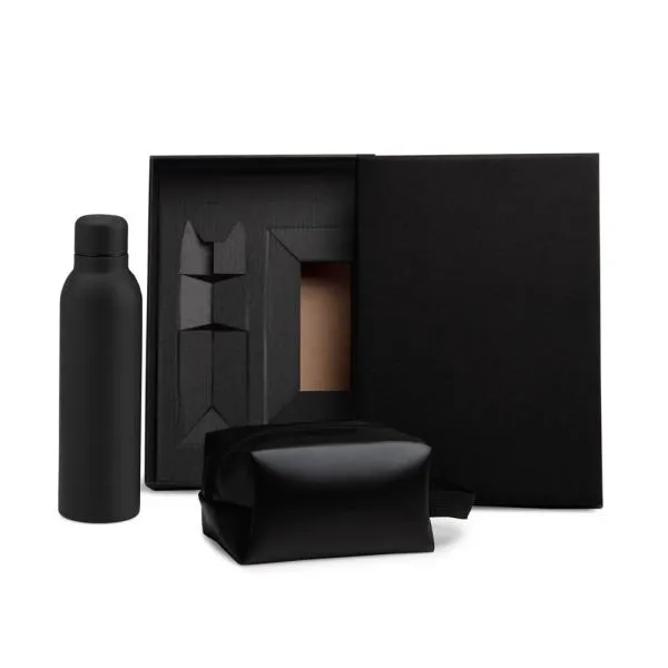 Kit Garrafa E Necessaire - Preto - 2 Pçs Personalizado
