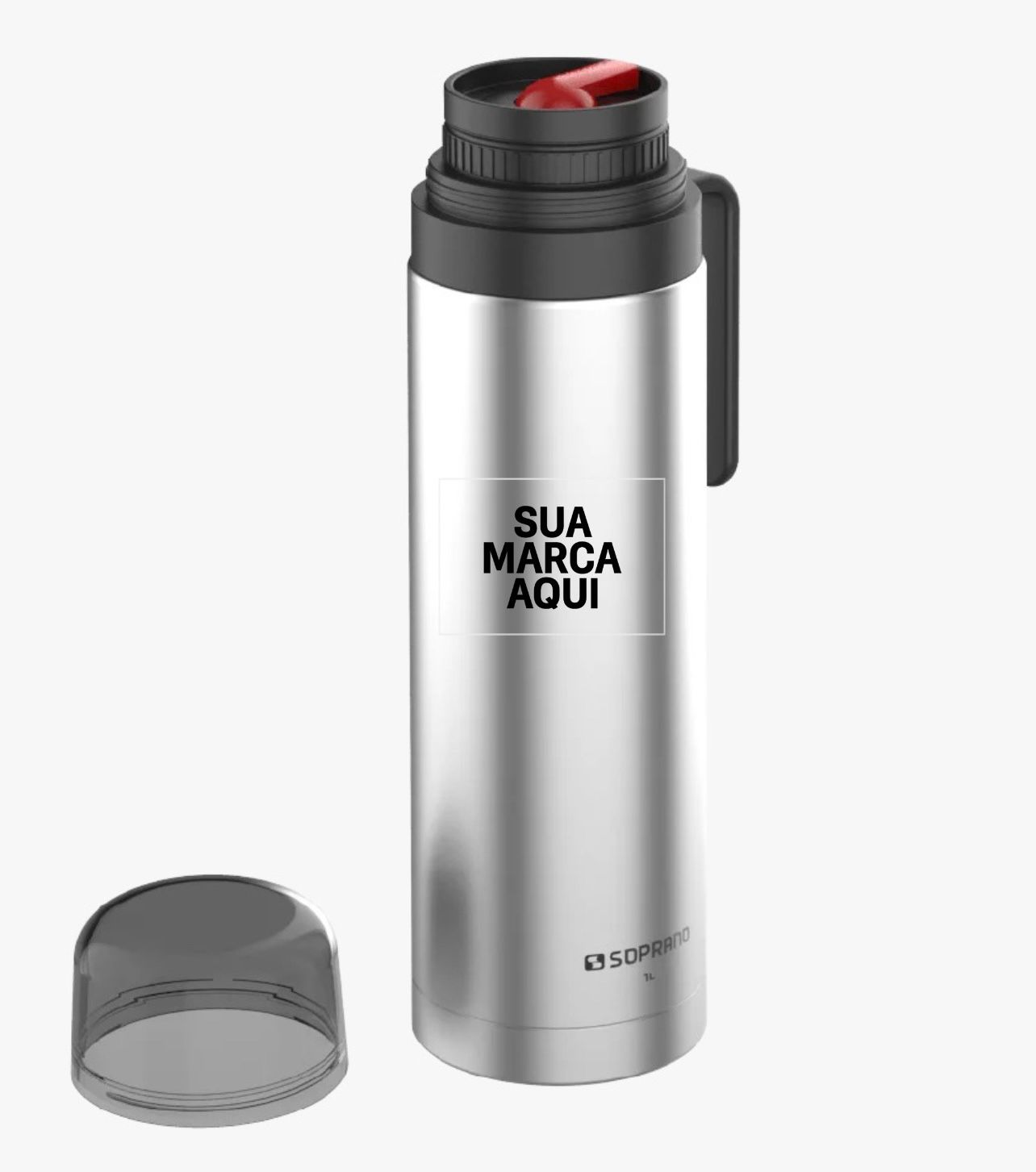 GARRAFA TÉRMICA AGATA SLIM C/ BICO 1L INOX/PRETO
