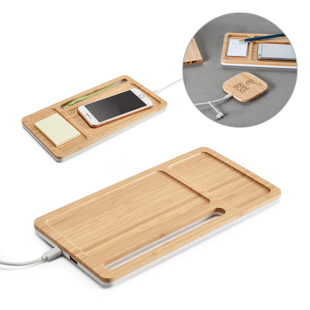 Organizador de mesa em bambu e ABS