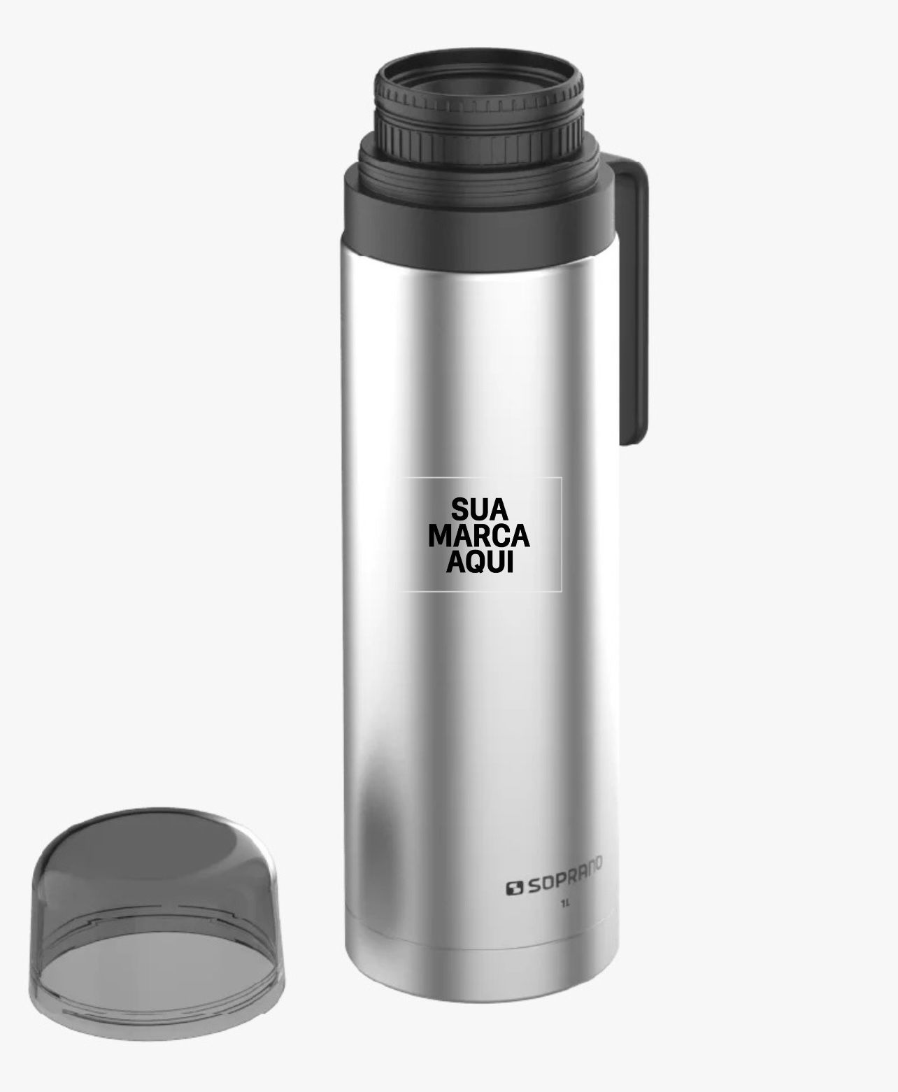 GARRAFA TÉRMICA AGATA SLIM 1L INOX/PRETO