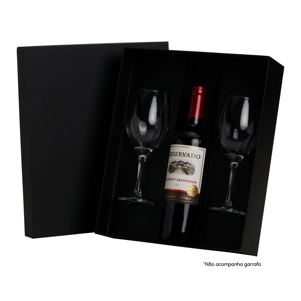 Caixa Presente Vip com 02 Taças de Vinho - 380ML