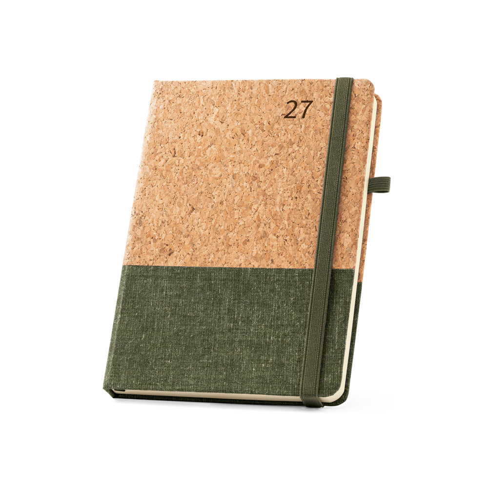 Agenda em cortiça e linho 14,8 x 21 cm