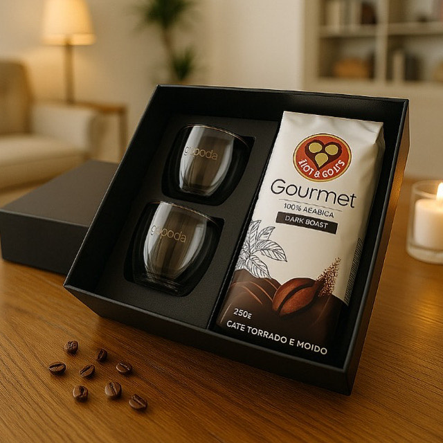 Kit VIP Café expresso com 2 xícaras Personalizadas