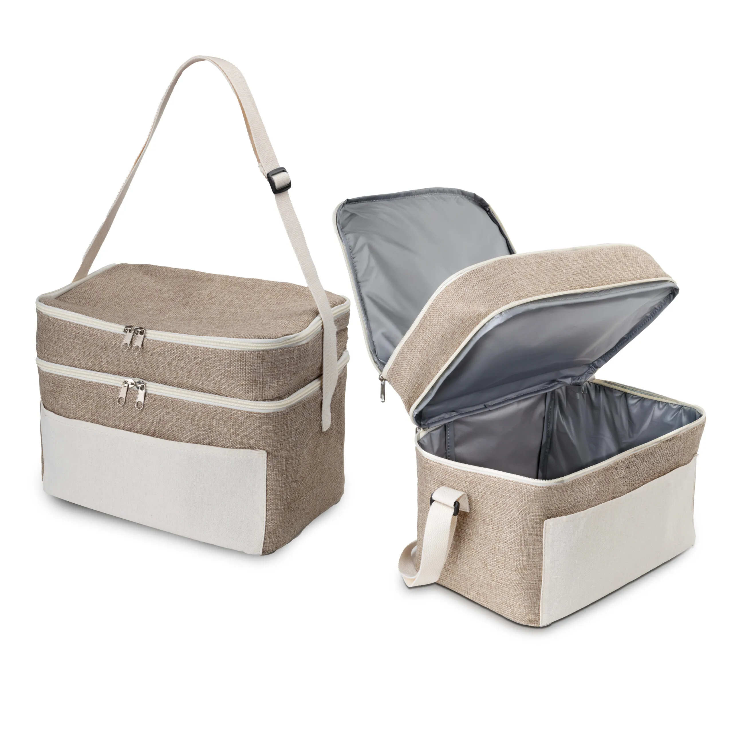 Bolsa Térmica em algodão e Juta sintética (24x30x20cm)