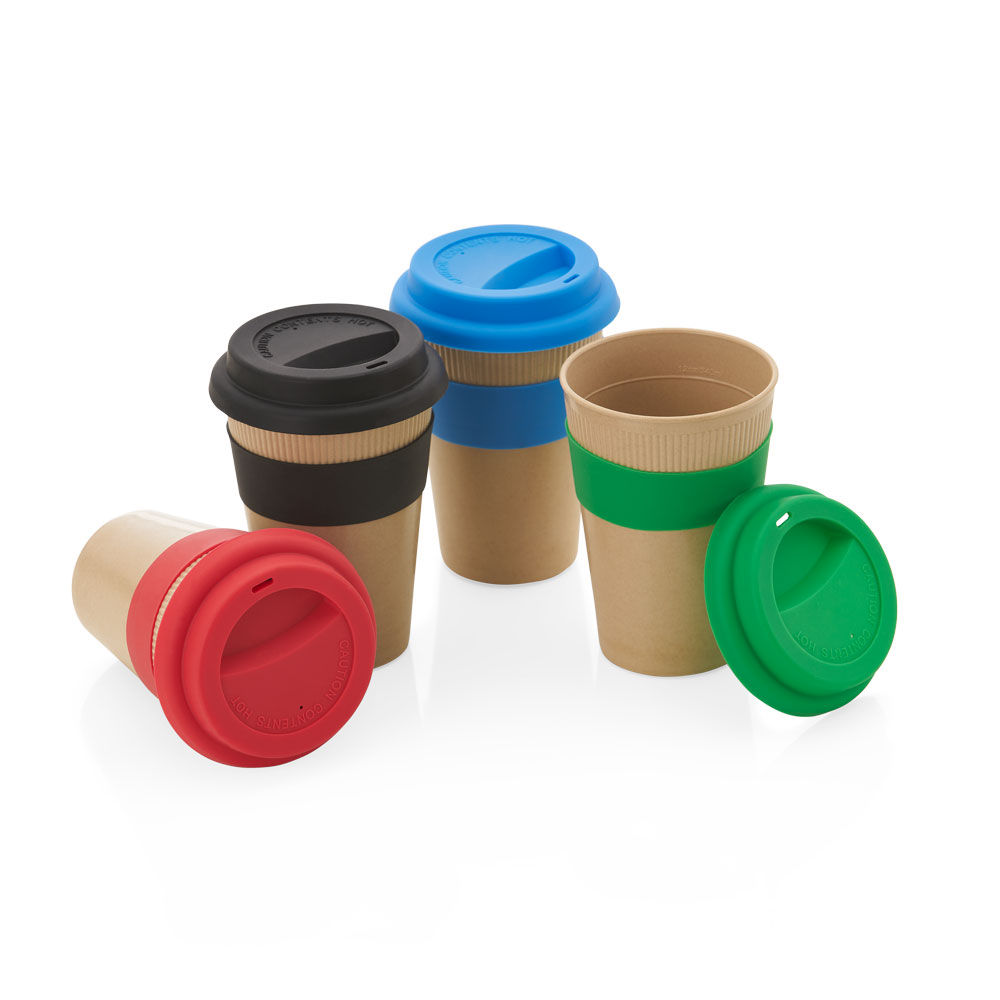 COPO EM FIBRA DE BAMBU COM TAMPA EM SILICONE. 450ML