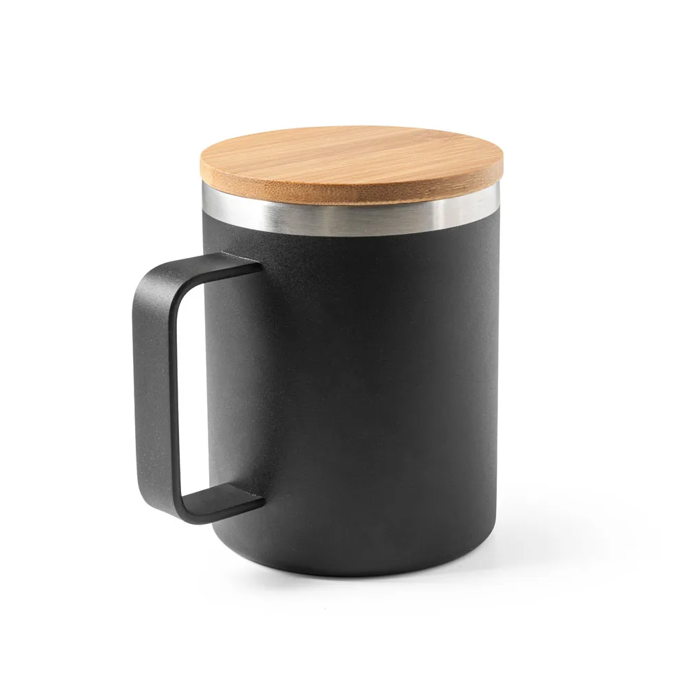 Copo em aço inox (90% reciclado) com tampa em bambu 420 mL