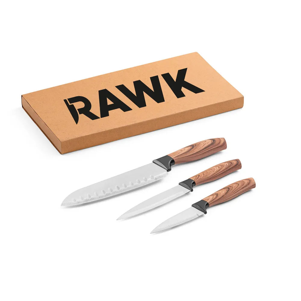 Conjunto de 3 facas de cozinha com lâmina em aço inox e cabo ergonómico Personalizado