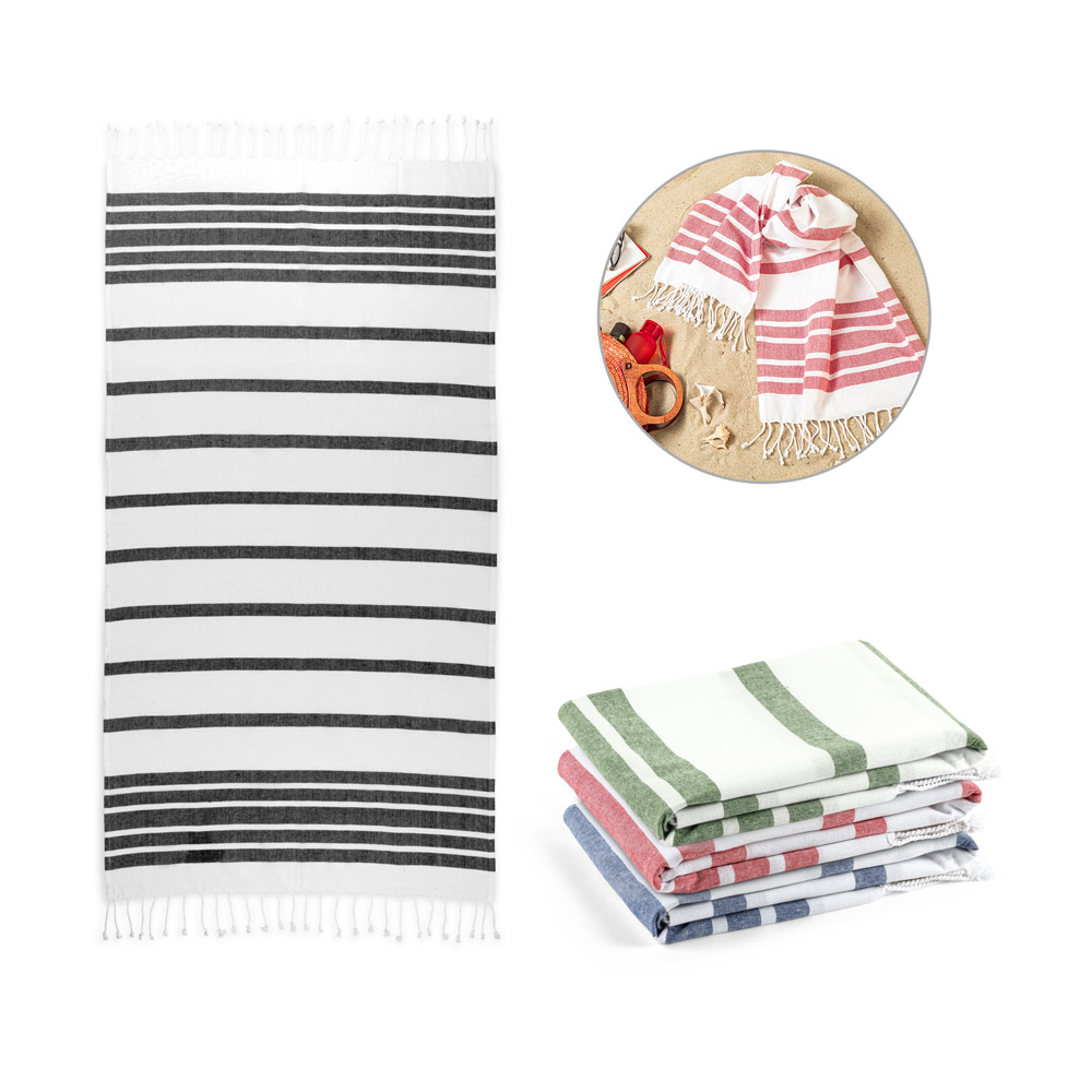Toalha de praia em algodão 70% reciclado e poliéster 30% reciclado (180 g/m²)
