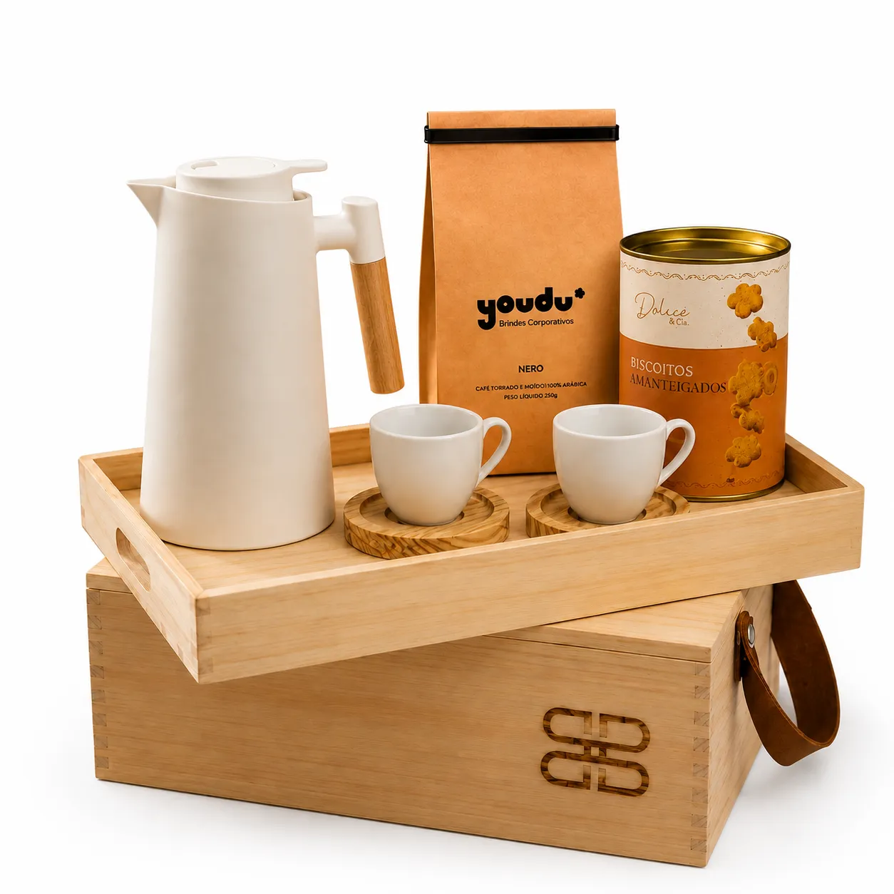 Kit Café Gourmet em Caixa de Madeira Personalizada