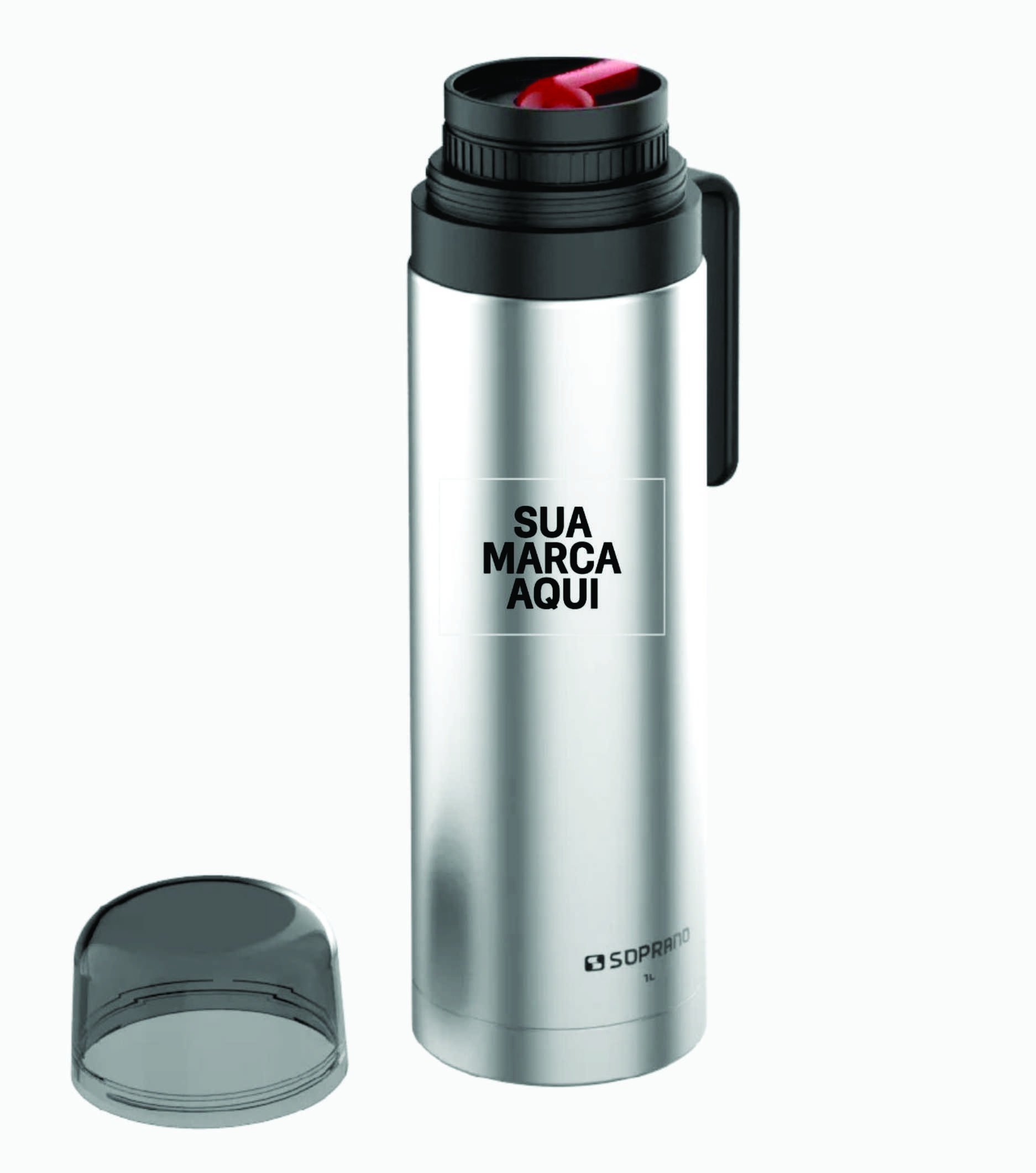 GARRAFA TÉRMICA AGATA SLIM C/ BICO 1L INOX/PRETO