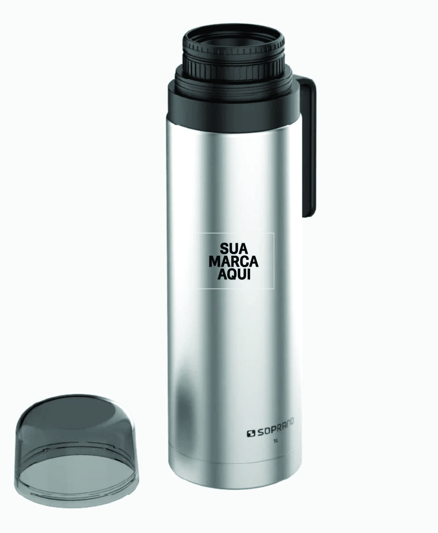 GARRAFA TÉRMICA AGATA SLIM 1L INOX/PRETO