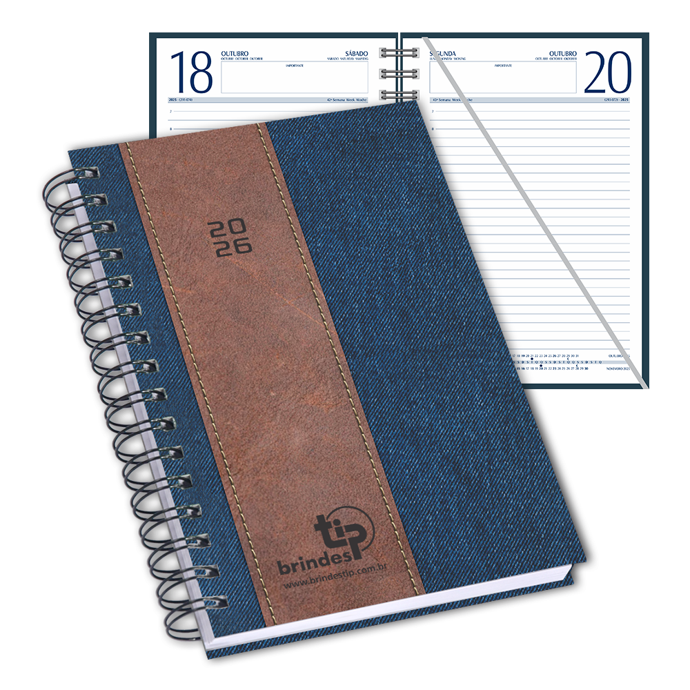 Agenda Classic c/ garratip, capa Brilhante Retilínea