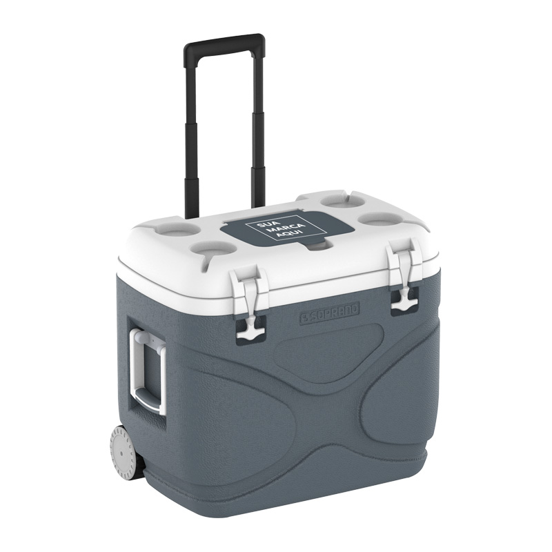 CAIXA TERMICA EVEREST - SOPRANO  30L COM RODINHA PERSONALIZADA - CINZA