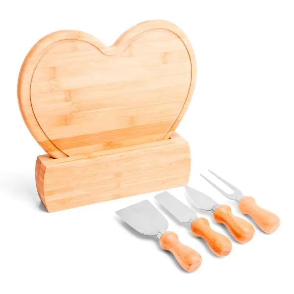 Kit Para Queijo Em Bambu / Inox - 6 peças