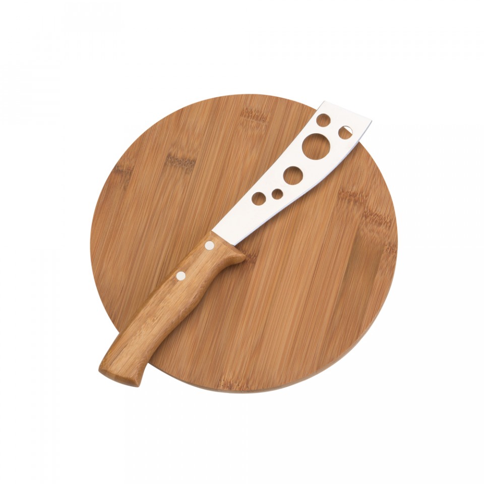 Kit de Queijo com Tábua de Bambu e faca Aço Inox