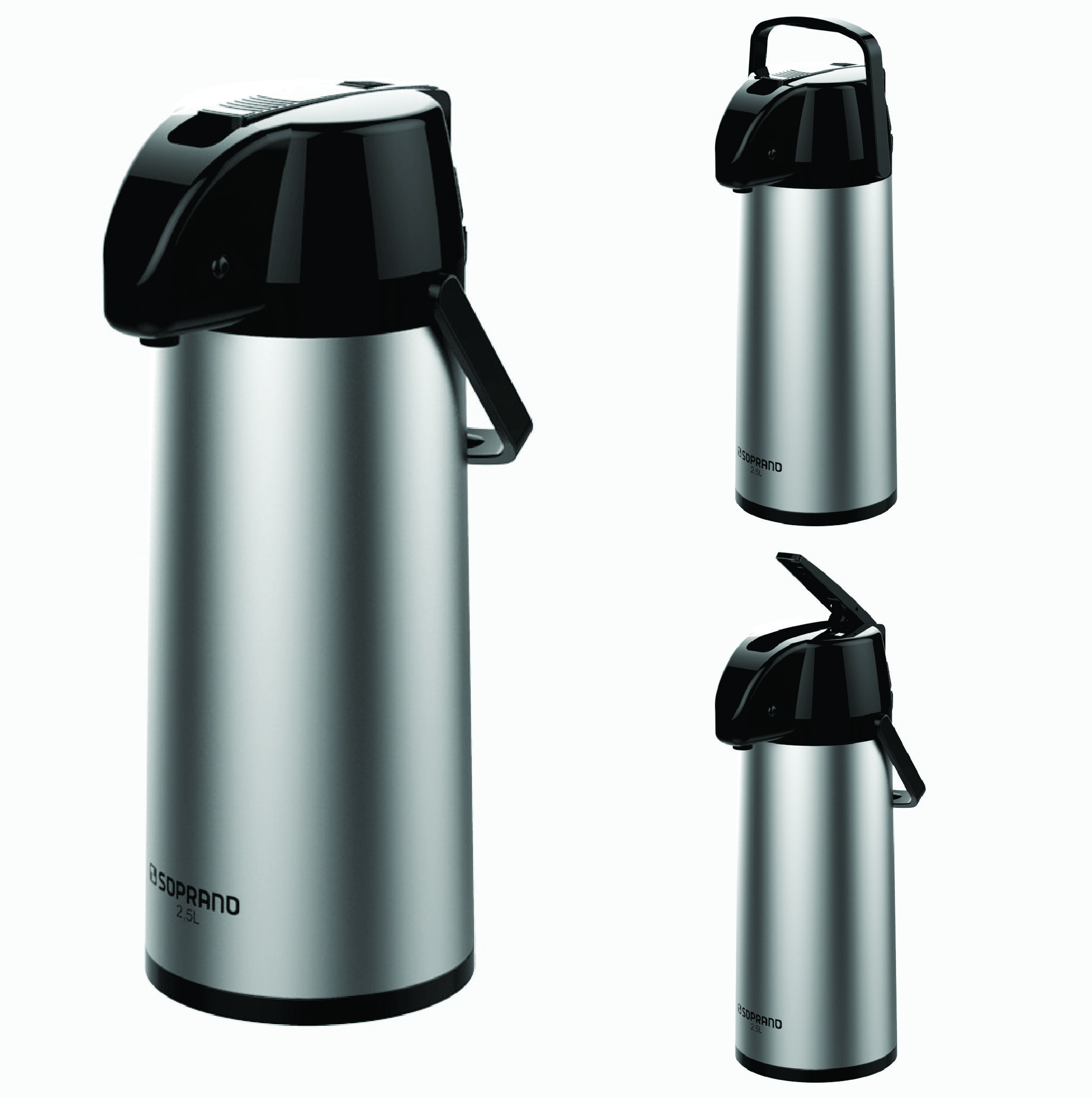 Garrafa Térmica Exclusiva 2,5 L Inox / Preto