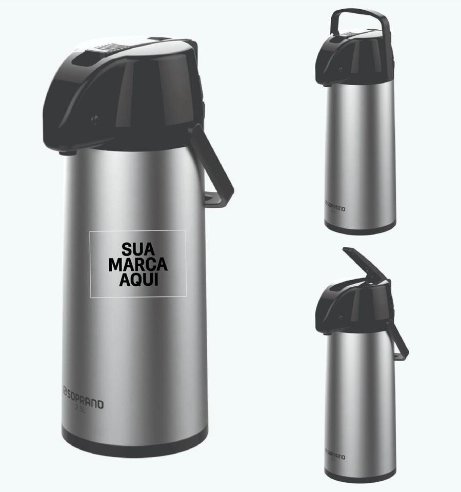 Garrafa Térmica Exclusiva 2,5 L Inox / Preto